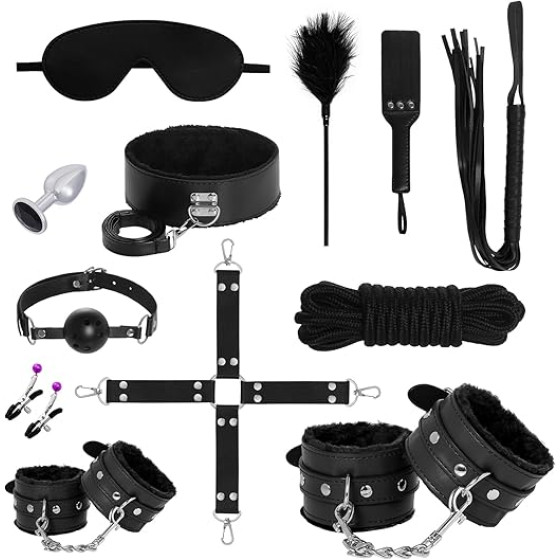 VIP52 12Pcs Bondage Restraints Kit for Couples (Black)